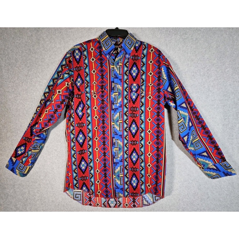 Wrangler Shirt Mens 16-34 Long Tails Cowboy Cut Aztec Western Bold Bright